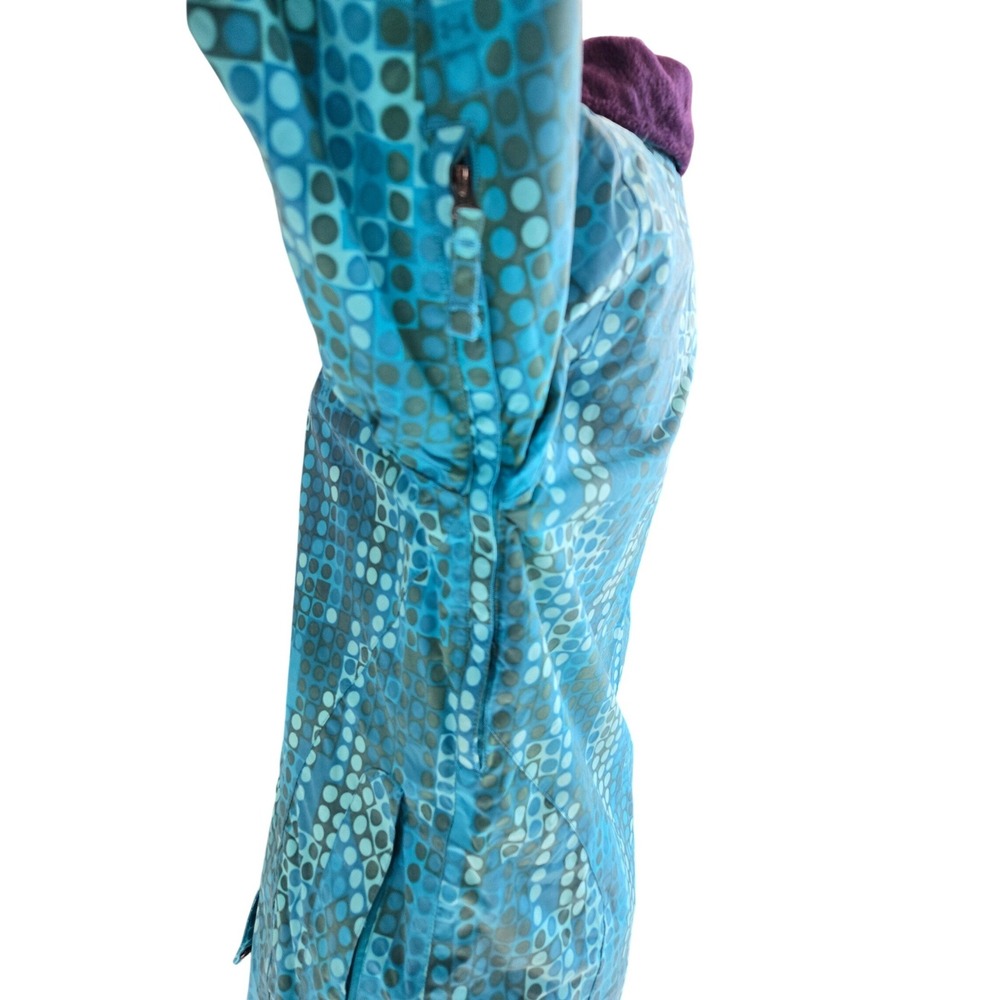 Under Armour Women S Teal Blue Geometric Dot Print Hooded Ski Jacket Pockets - Picture 9 of 16
